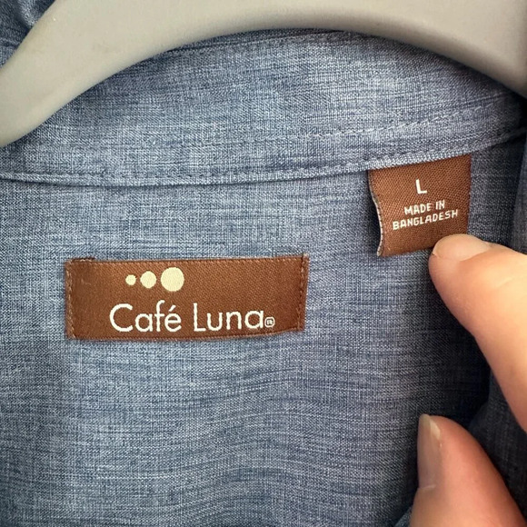 Cafe Luna Men's Blue Button-Down Shirt, mens shirt, collared‎ shirt, button down - Picture 3 of 7